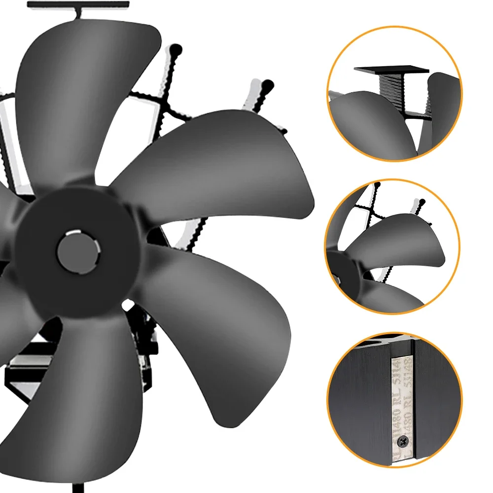 Winter Home Heat Powered Stove Fan Eco Quiet 6 Blades Log Wood Burner Fireplace Fan stove fan