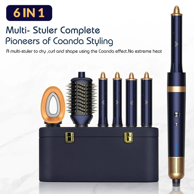 Negative Ion Hair Dryer 6-in-1 Multi-Styler & Waver Styler Hair Curler Auto-Wrap Curlers Hair Straighteners Blow Dryer