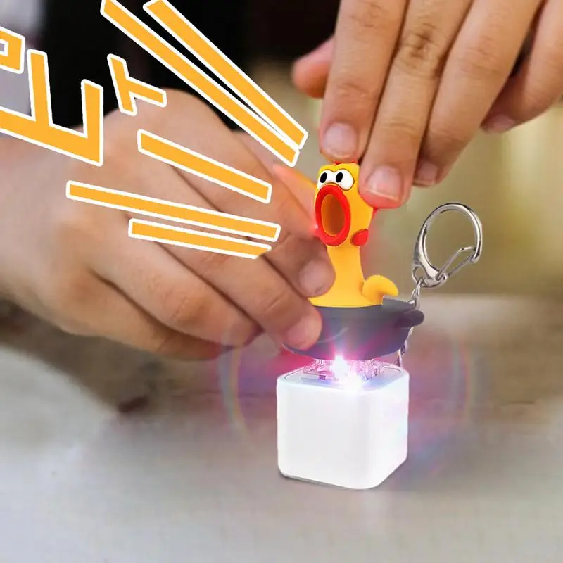 Creative keyboard keychain Chicken keycap Keychain with Sound and Light Button Sensory Toy Stress Relief Pendant for Kids Adults 4