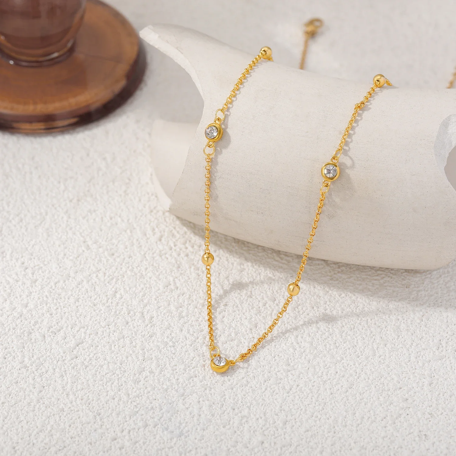 18K Gold Plated Delicate Small Waterdrop Zircon Neckalce for Women Minimalist Stainless Steel Neckalces Party Gifts Chic Jewelry