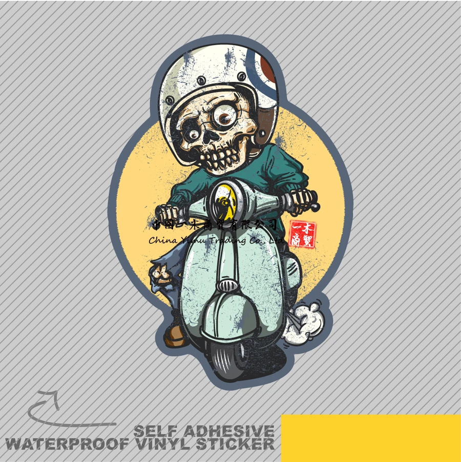 Skull Skull Riding A Motorcycle Vinyl Sticker Decal Window Car Van