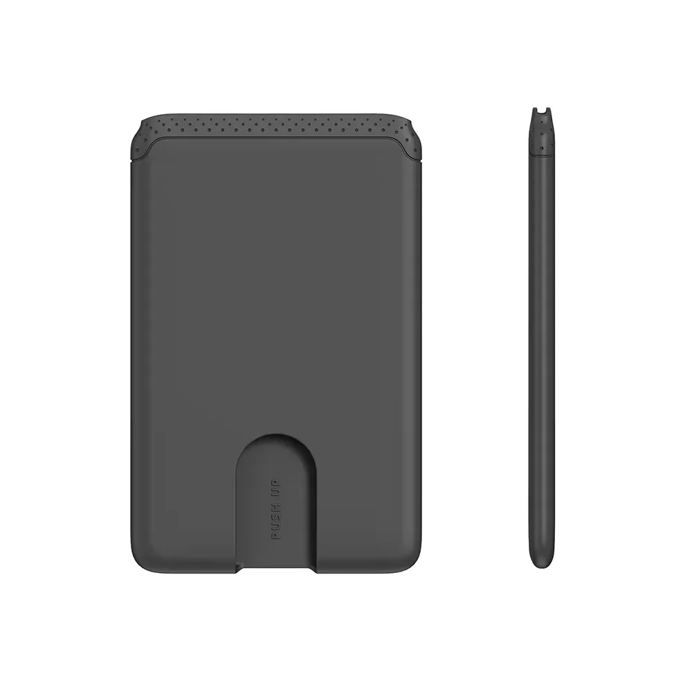 Silicone Adhesive Card Holder for Smartphones - Slim Stick-On Credit Card Pouch with Push-Up Slot
