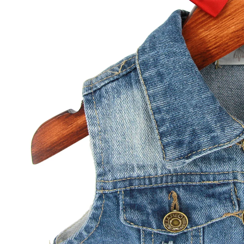 Size 120 Kids Outerwear Spring Autumn Kids Denim Clothes Girl Children Floral Butterfly Embroidered Coat Cowboy Waistcoats Vest