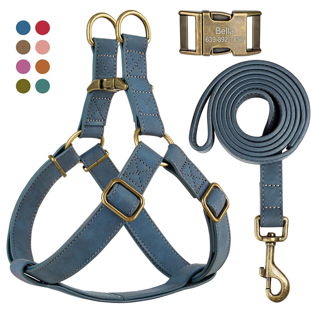 Personalized Leather Harness & Leash Set for French Bulldogs 1