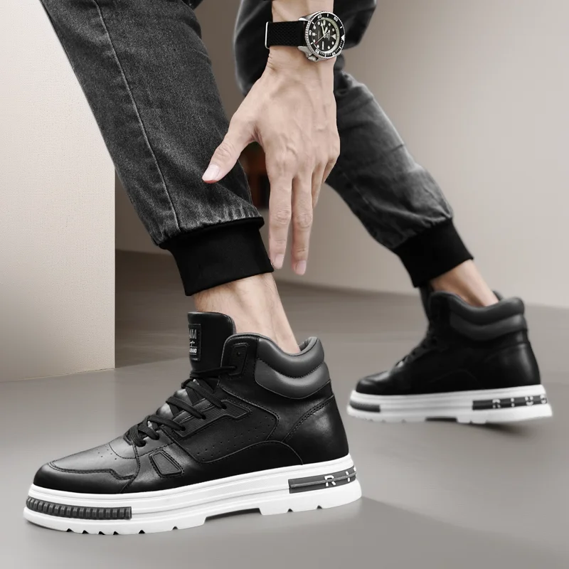 6cm 8cm height increasing shoes genuine Leather mens elevator shoes for man sports sneakers elevate taller lift Luxury