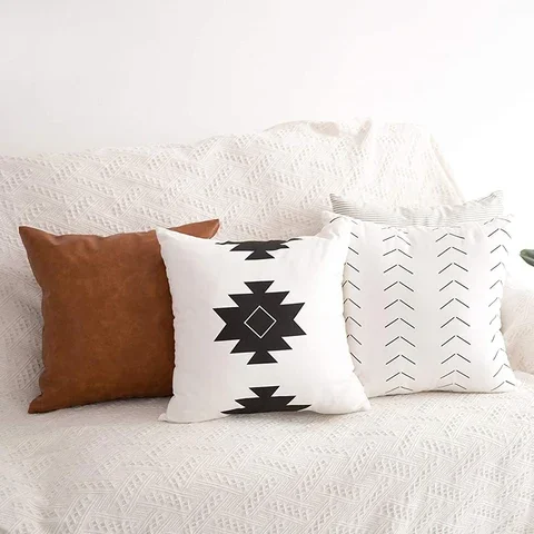 

Velvet Printed Geometric Cushion Cover for Sofa Boho Decor Pillowcase Nordic Decorative Pillows （Set of 6）