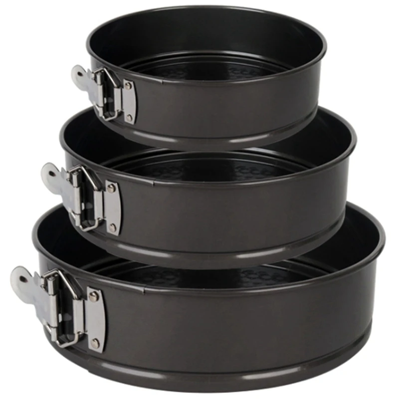 

HOT SALE 3Pcs/Set Cake Pan For Baking Removable Bottom Non-Stick Springform Cheesecake Pan Leakproof Round Cake Mold Cake Pan Se