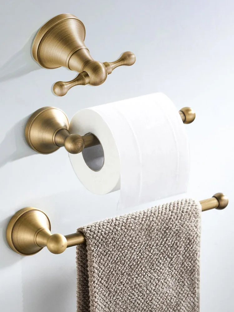 Description Picture 2 of itemBathroom Accessories Antique Brass Wall Mounted Toilet Paper Holder Towel Ring Robe Coat Hook Bathroom Hardware Set