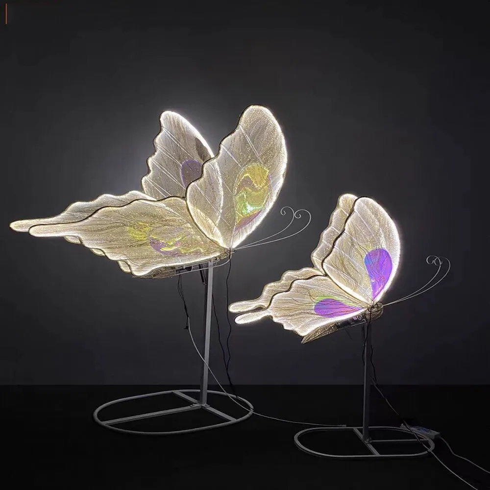 

Iron art electric intelligent dynamic luminous butterfly wedding hall props air wings mall performance party decora pendant wedd