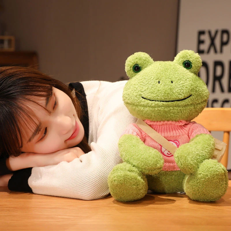 Kawaii Frog Plush Toys Cute Stuffed Pillows for Living Room Bedroom  Creative Animal Bag Keychain Gift for Kids Girls Home Decor