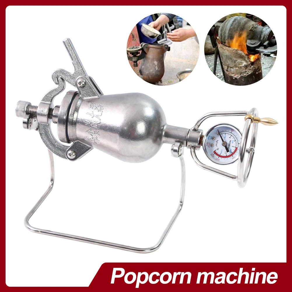 

100ml 230ml Manual Popcorn Maker Ornaments Stainless Steel Hand Crank Open Fire Popcorn Popper Machine with Pressure Gauge