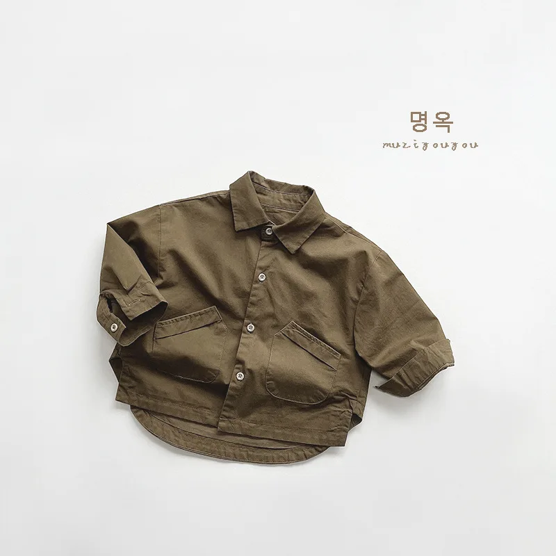 Spring New Baby Vintage Versatile Shirts Coat Children Long Sleeve Tops Girls Boys Cotton Casual Lapel Jacket Kids Clothes kids shirts