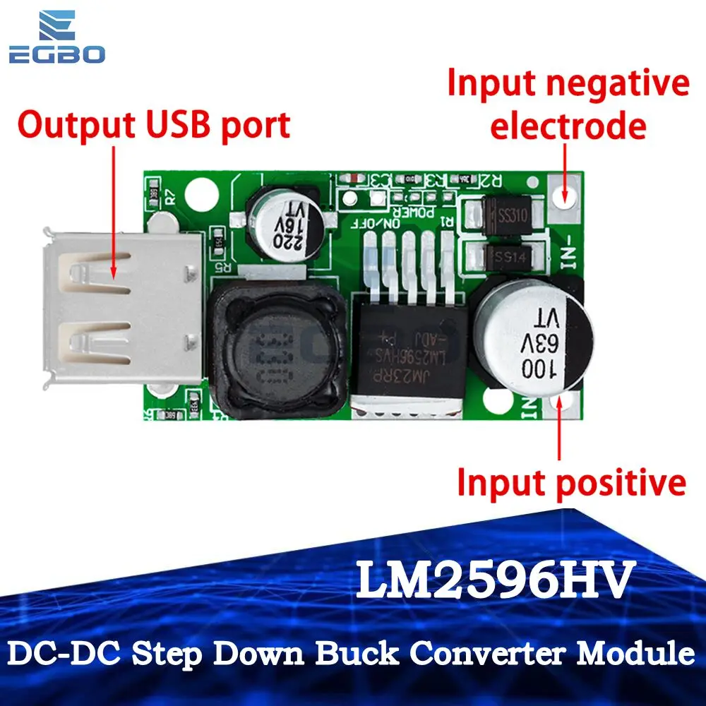 1 ~ 5PCS EGBO LM2596HV LM2596HVS 5V DC-DC Step Down Buck Converter Modul 9V 12V 24V 36V 48V zu 5V 3A USB Ladegerät Modul Bord