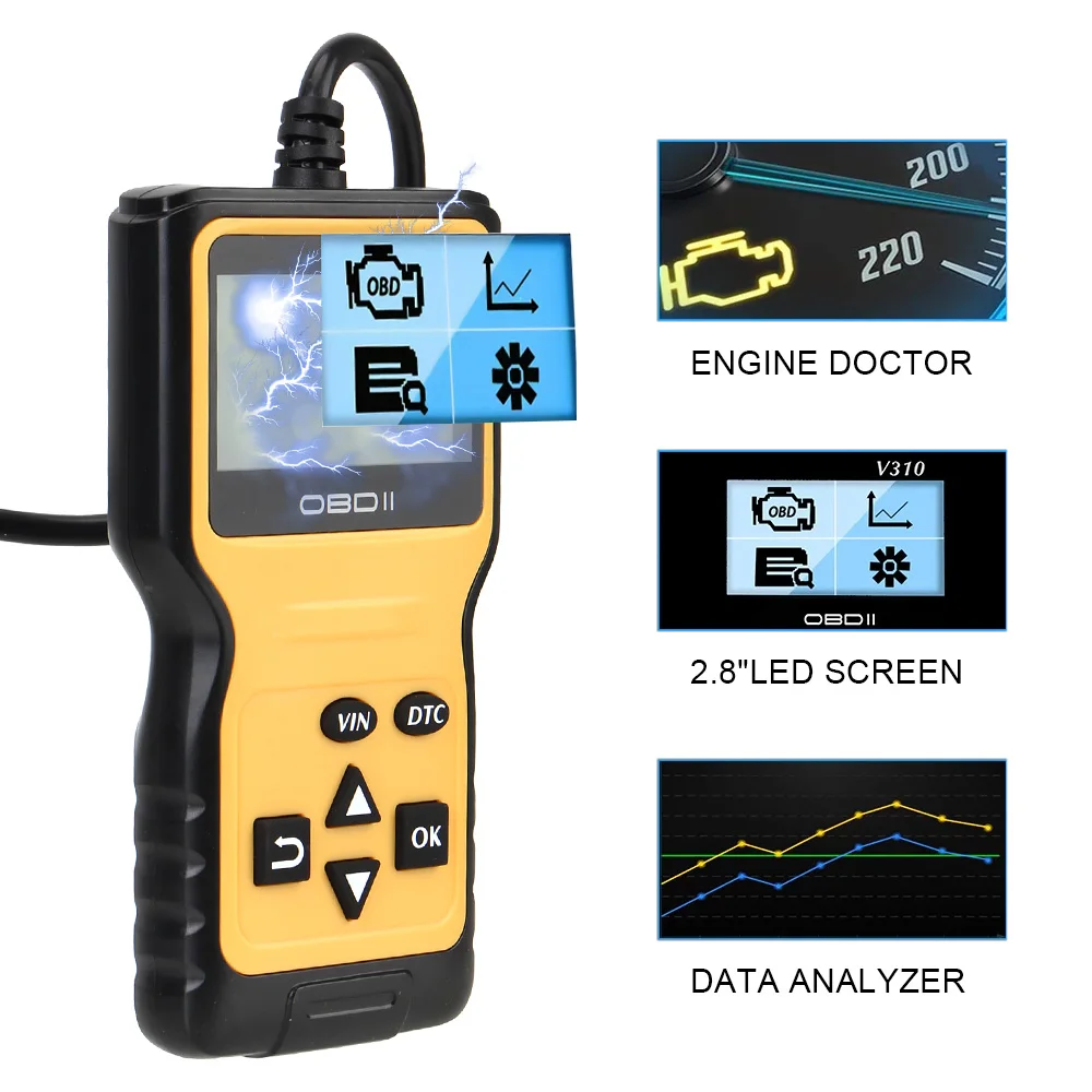 Car Auto Diagnostic Tool V310 OBD2 Code Reader Digital Display OBD2 Scanner OBDII EOBD Read/Clear Fault Scan Tool ELM 327