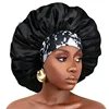 Women Extra Large Silky Satin Hair Bonnet Thick Hair Sleep Cap Elastic Band Beanie African Headwrap Flower Turban Chemo Caps 3