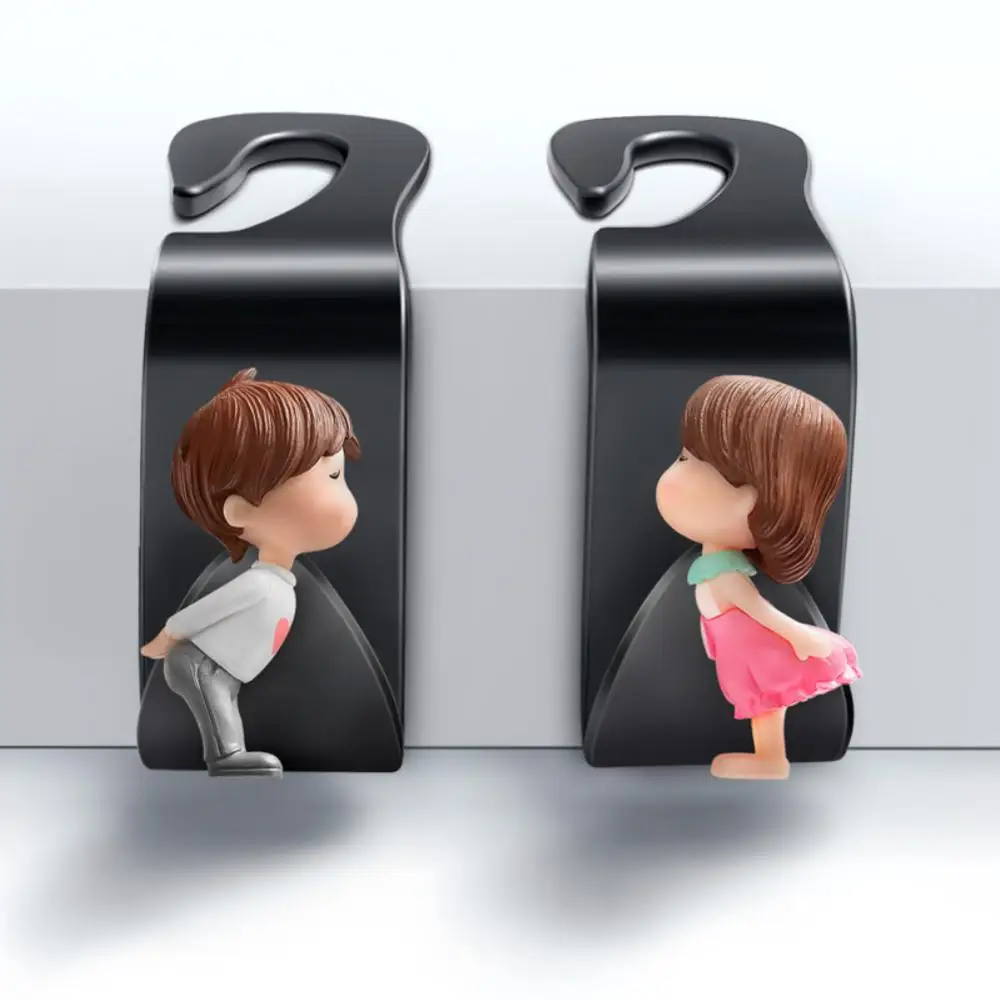 Universal Car Headrest Hook Cute Couple Car Hanger Seat Back Hanger Storage Hook Cloth Storage Holder Clip Accessories