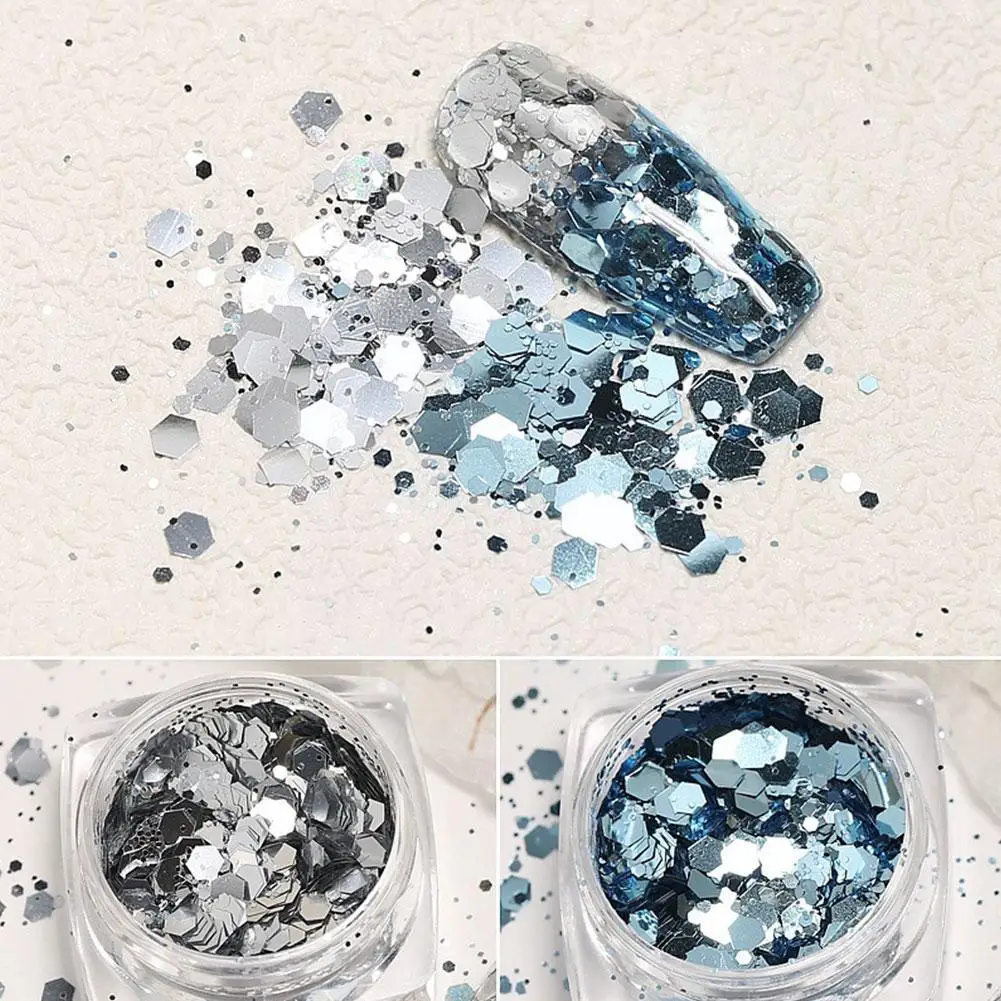 

1 Box Gradient Mermaid Nails Sequins 3D Glitter Colorful Decorations Sequins Nails Manicure Accessories Art A5T4