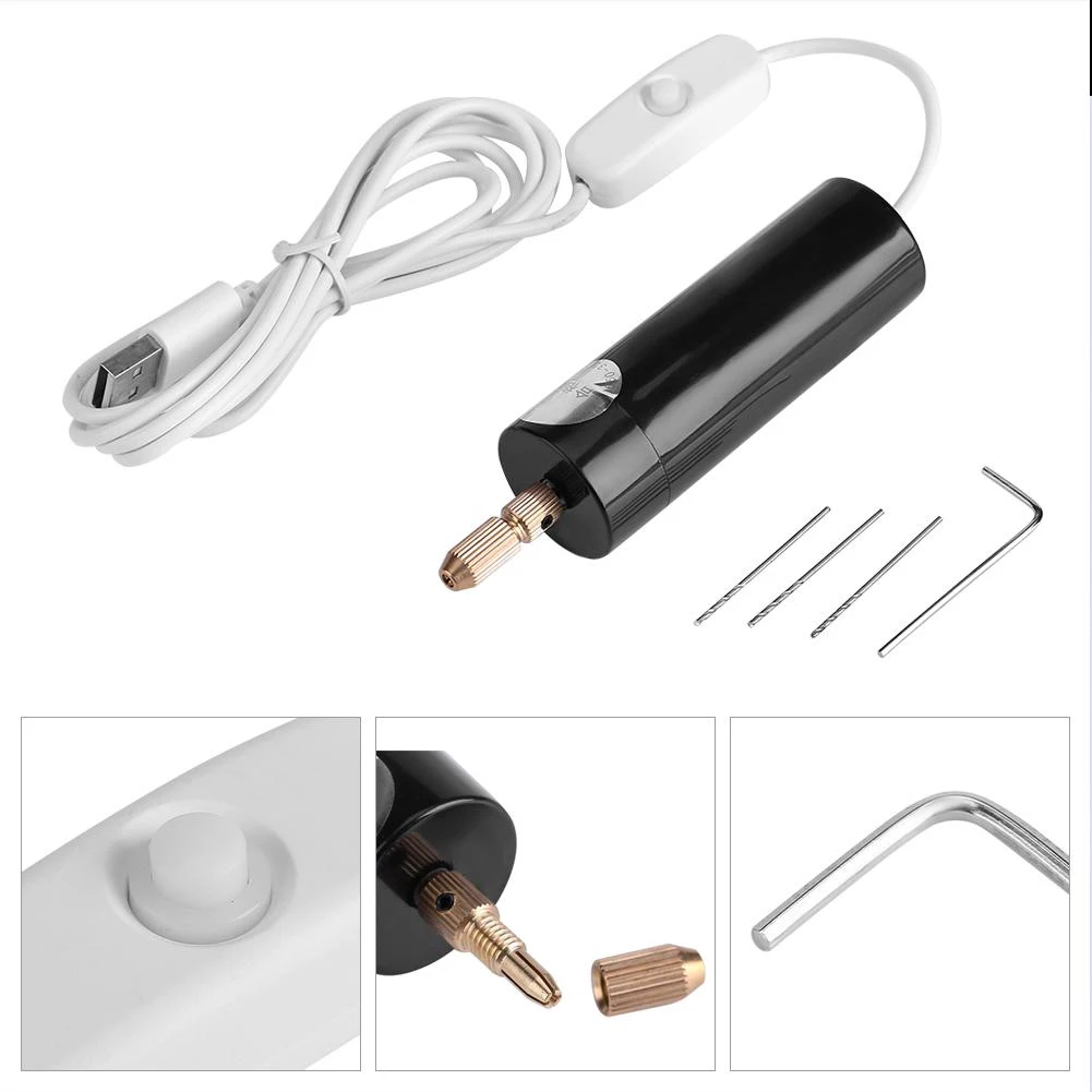 

Mini Hand Drill USB Sanding Tools Abrasive Powered Handheld Rotary Drill With Twist Drill Bits For Metal Wood Jewelry Tool