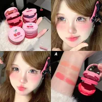 Cherry 3 Layers Blusher Natural Matte Strawberry Milk Cute Blush Cream Brighten Contour Rouge Rubor Dupes Korean Makeup Cosmetic 2