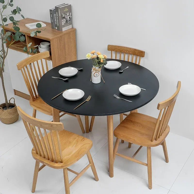 

Bubble Kiss 1PC Solid Color Round Tablecloth With Lace Cotton Linen Blue Table Cloth Wedding Dining Tea Table Decoration Cover