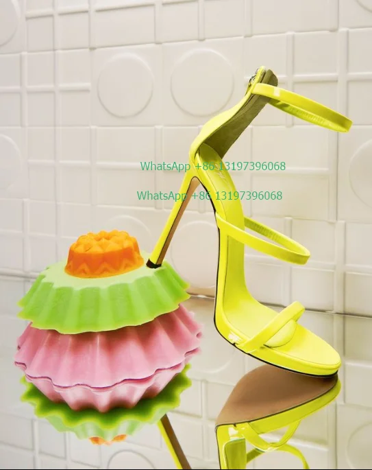 

Lady PU Neon Yellow Hollow Design Platform Sandals Sexy Black High Heels Back Zip Design Pumps Elegant Sandals Footwear Size 46