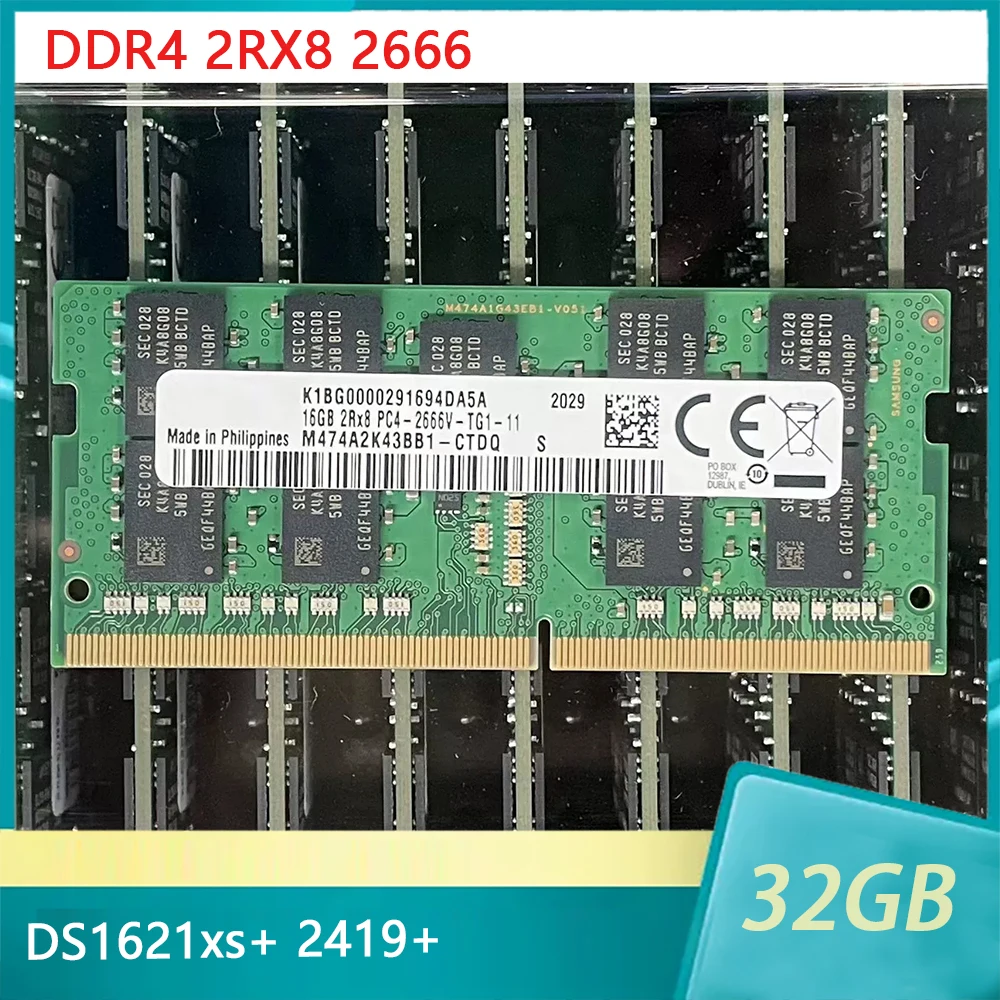 1 Pz Per Sinologia Nas Ds1621Xs + 2419 + Ram 16G Ddr4 2 Rx8 2666 Ecc Sodimm 16Gb Memoria Di Archiviazione