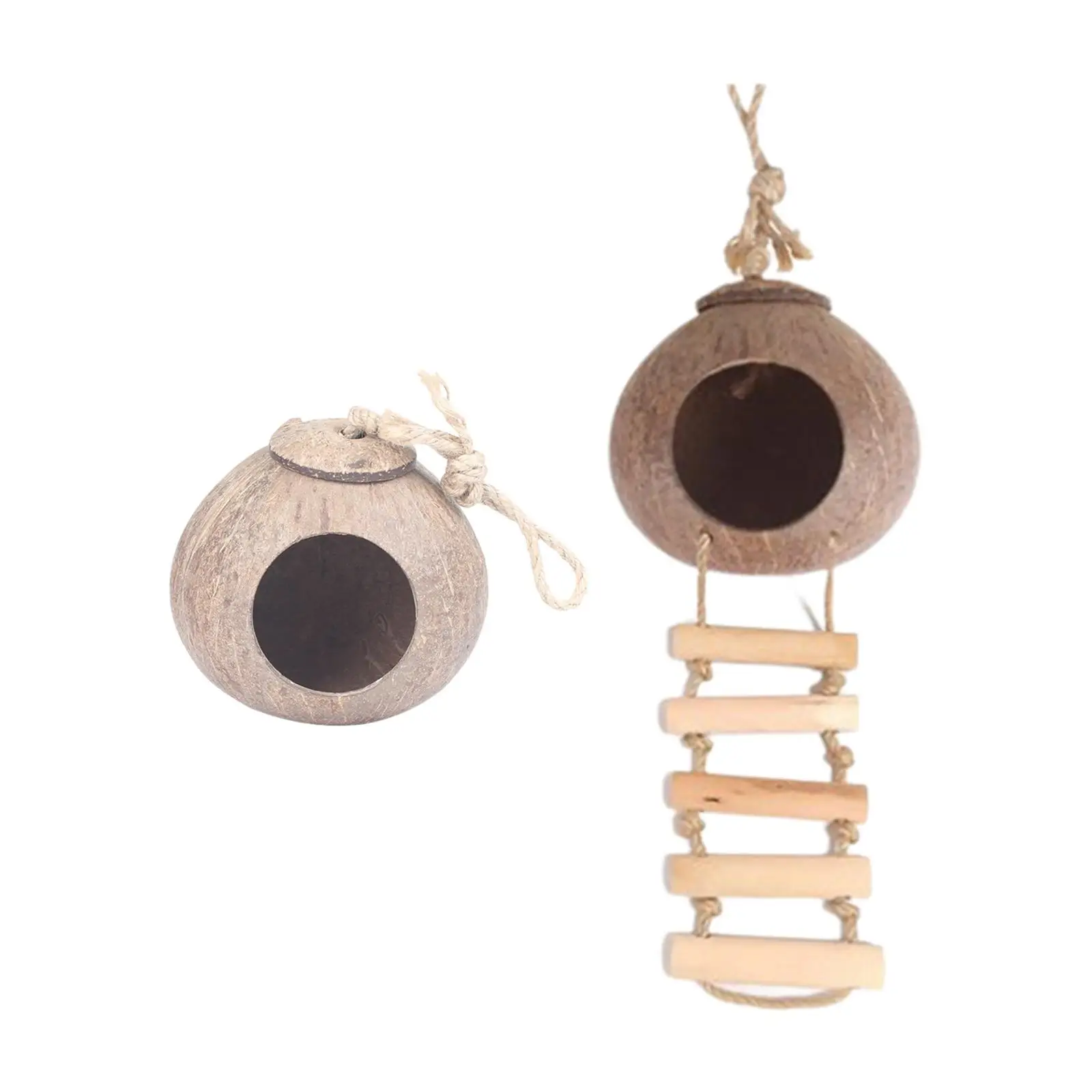 Coconut Shell Birds Nest Coconut Parrot House Hideout Outside Bird Cage Portable for Parrot Parakeet Lovebird Canary Finches