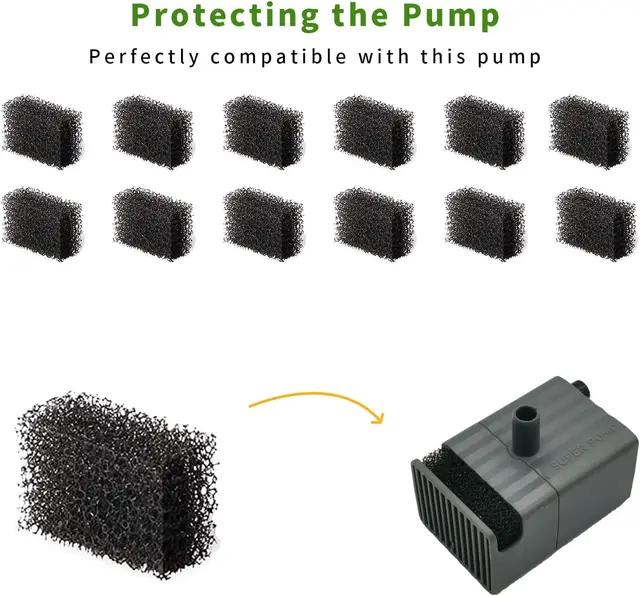 12 Pack Cat Water Fountain Sponge Filters, Replacement Foam Filters for 67oz/2L Pet Fountain 65oz/1.85L Dog Drinking Fountain 3
