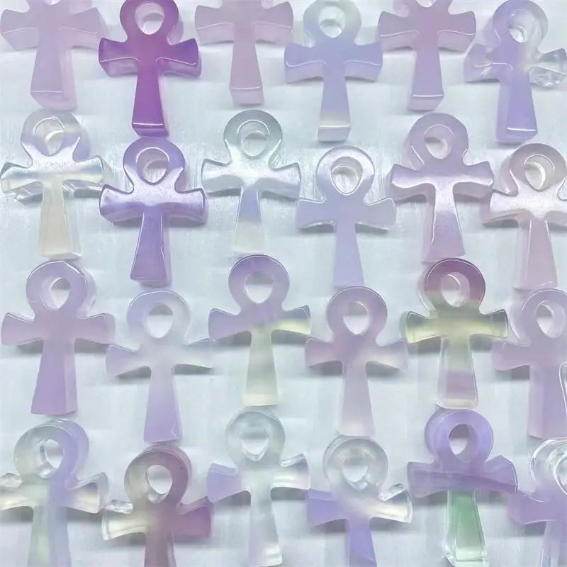 

5cm Natural Macaron Fluorite Anka Figurine Healing Energy Stone Crystal Carving Reiki For Home Decoration Gift 1pcs