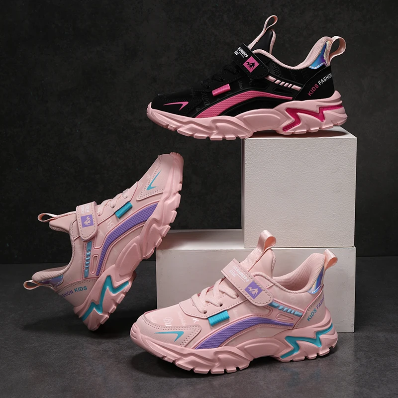 Brand Kids Sports Shoes Outdoor Comfortable Running Shoes Girls Waterproof Sneakers Tenis Infantil Pink Antislip Children Shoes