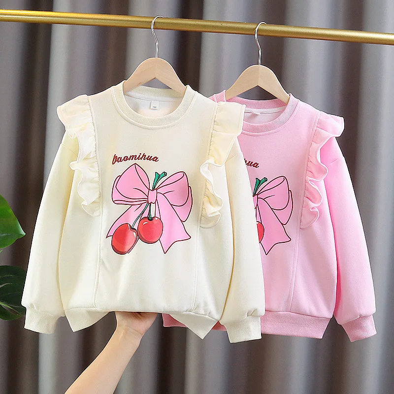 

Kids Cotton sweatshirt girls Long sleeve print 3D Lovely Lotus collar sports tops spring autumn toddler baby clothes of clothing