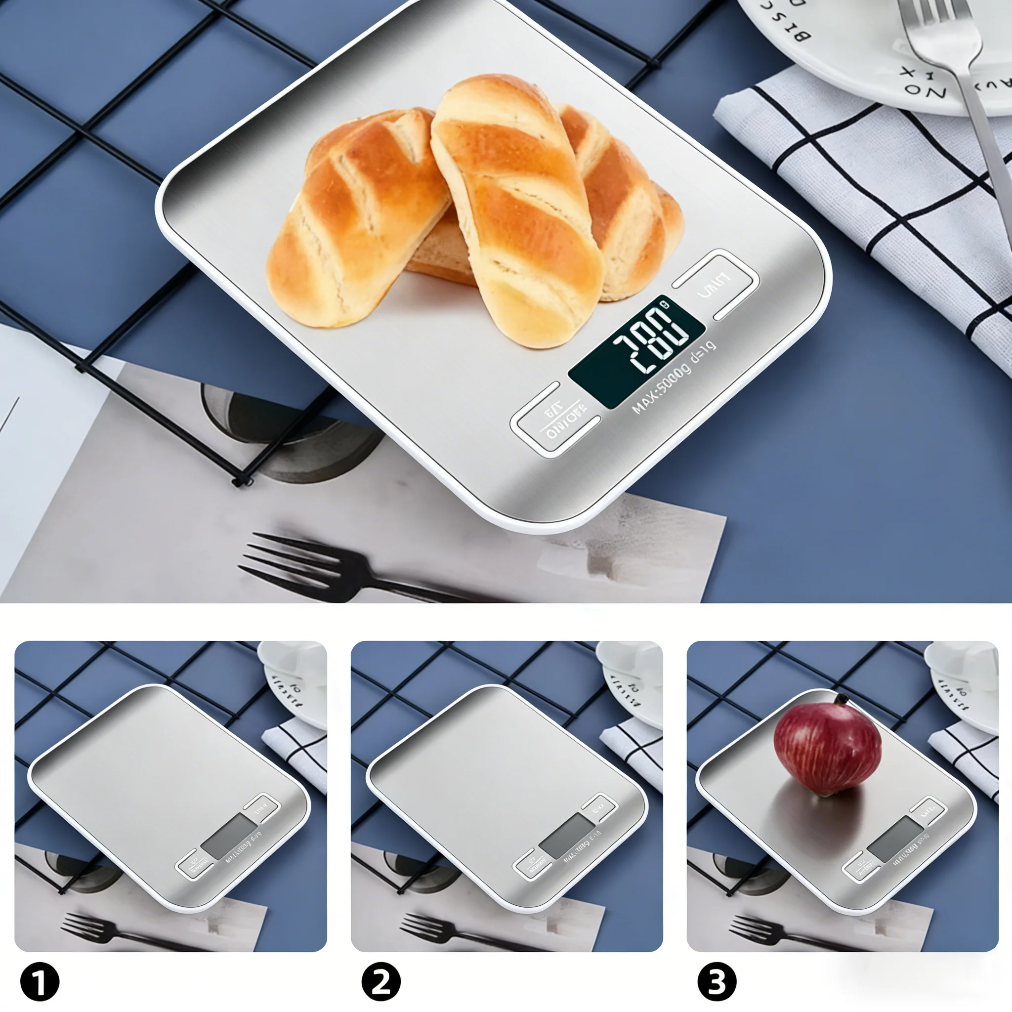 Precision Stainless Steel Digital Kitchen Scale with LED Display