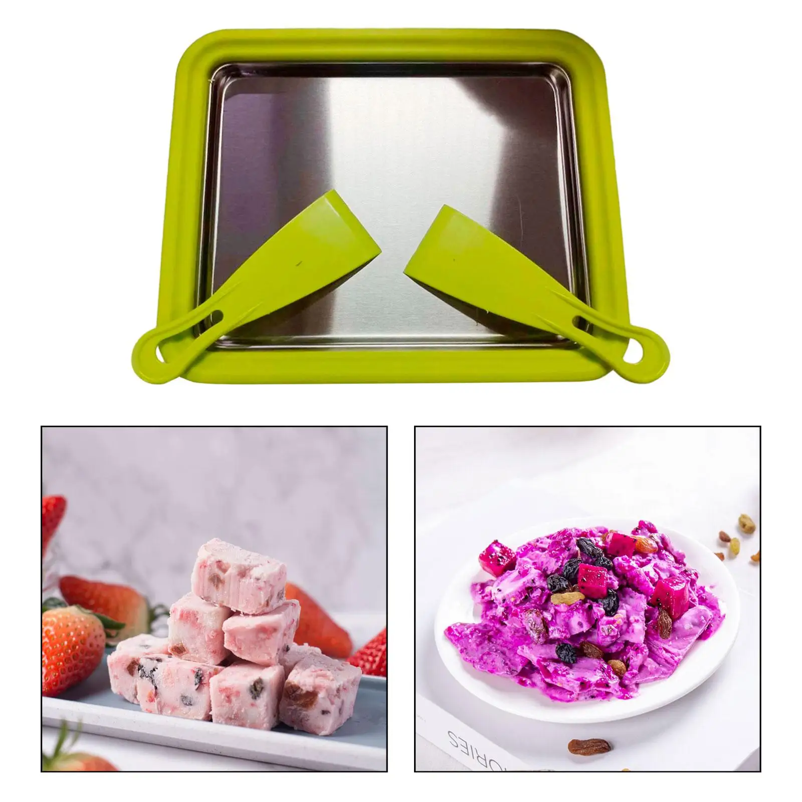 Sweet Spot Pan 304 Stainless Steel DIY Ice Cream Roll Maker Rolled Ice Machine Cold Plate for Home Kids Holiday Birthday Gelato