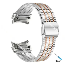 Stainless Steel Metal Watch Strap - Premium Replacement Band Bracelet - Galaxy Watch FE (Silver rose gold)