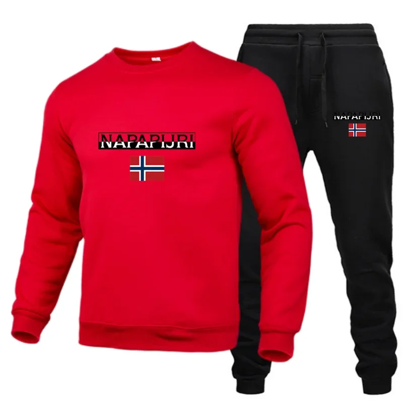 NEW Men's Fashion O neck  Sportswear Men's Sets Hoodless+Pants Autumn and Winter Sport Suits Casual Sweatshirts Tracksuit