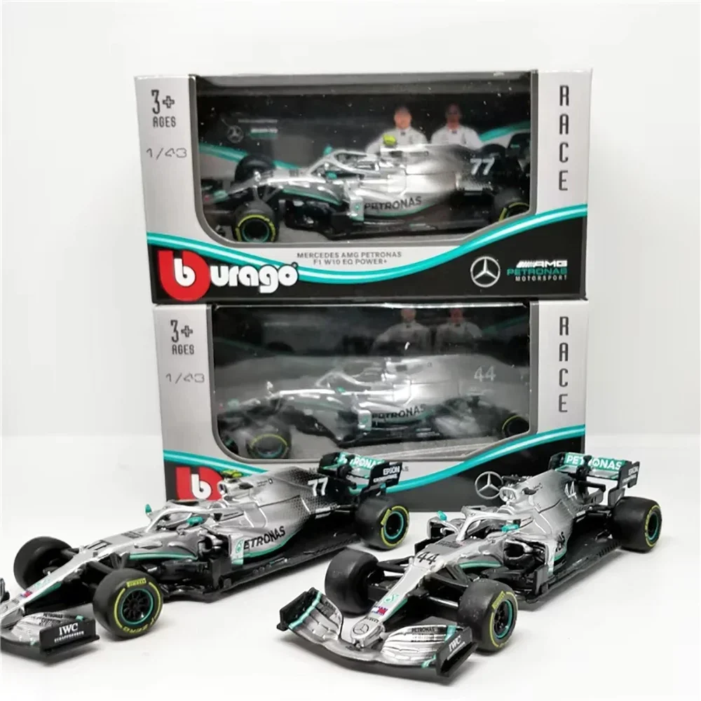 Bburago 1:43 Mercedes Benz 2019 W10 F1 Formula Static Die Casting Alloy Model Racing Car # 44 # 77 Collection Gift Toy 6