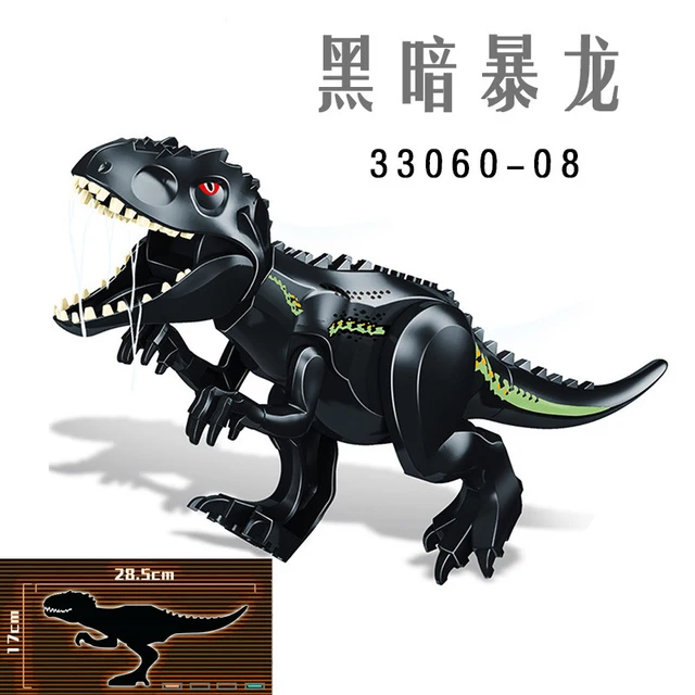 Dinosaur Jurassic Set World Park 3 Model Building Blocks White T Indominus Rex Dino Breakout 8pcs Mosasaurus Velociraptor Animal - 33060-08 no box
