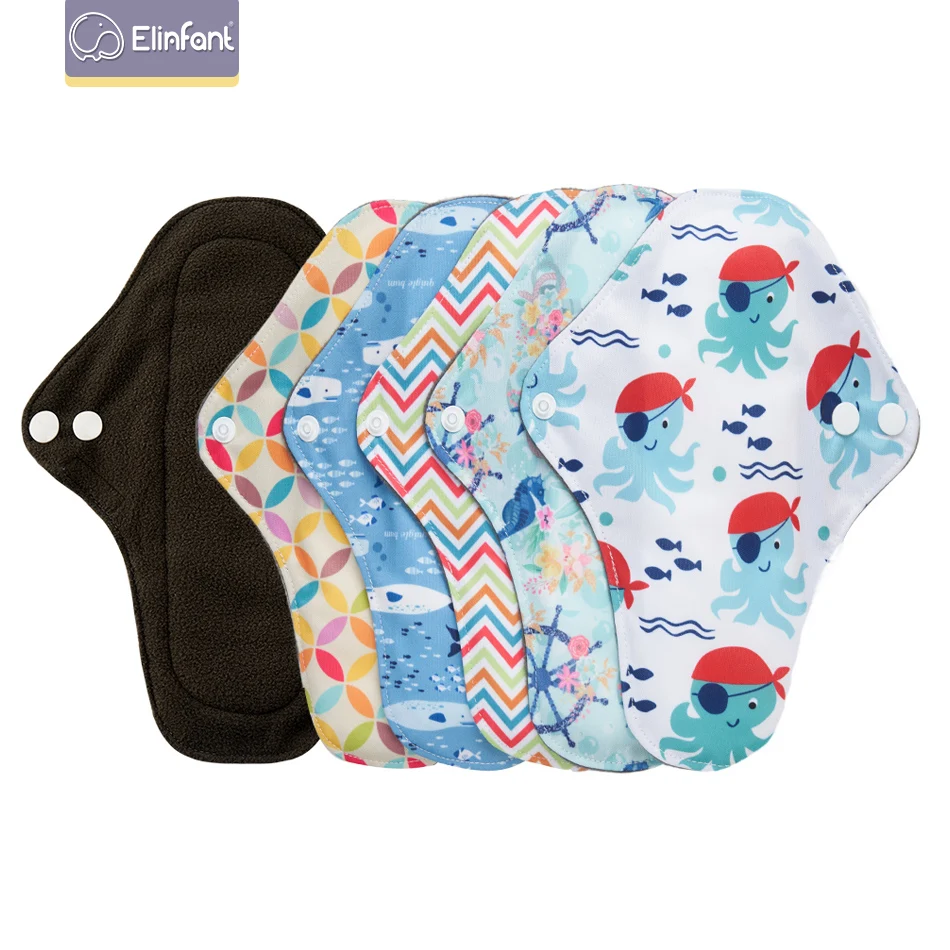 Elinfant M Random Color 5pcs/set Absorbent Microfiber Bamboo Charcoal Menstrual Pads Waterproof Washable Reusable Sanitary |