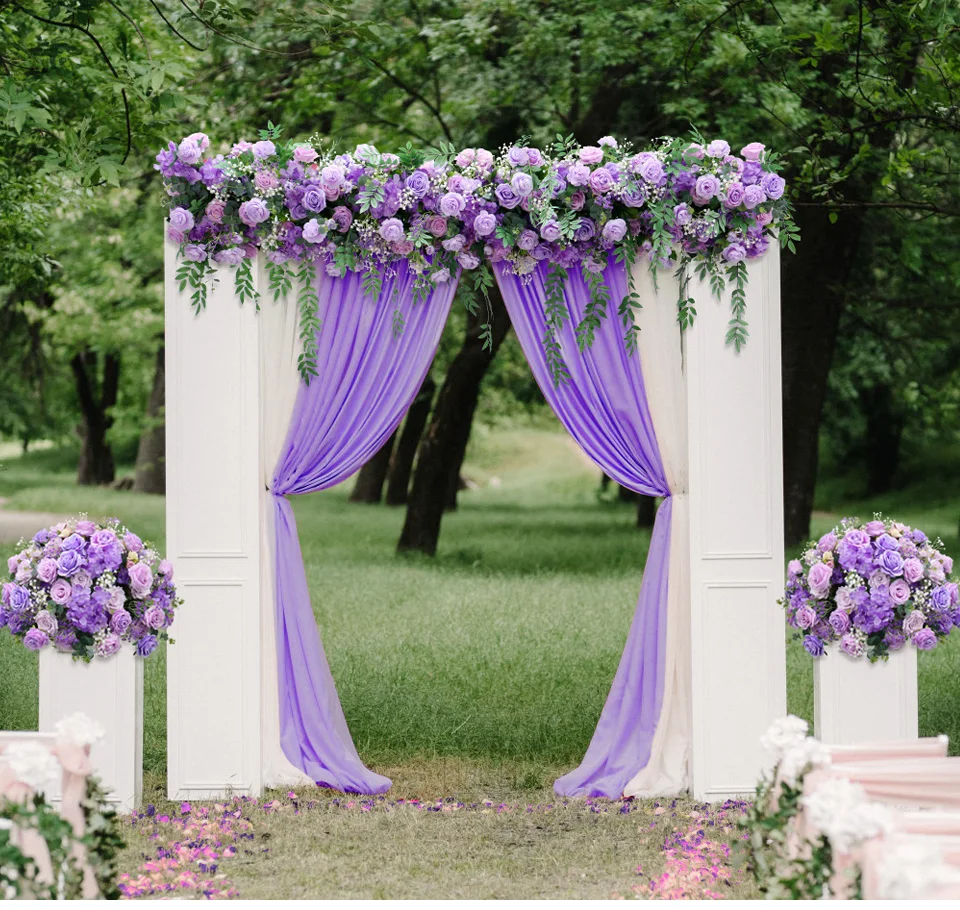 Description Picture 2 of itemPurple Wedding Backdrop Arrangement Gypsophila Rose Willow Leaf Floral Row Decor Arch Event Table Centerpieces Ball Floor Floral
