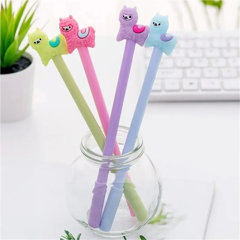 

4Pcs Lovely Alpaca Creative Gel Ink Pen School Supply Office Stationery Cartoon Pens Student Writing Supplies Gift Random