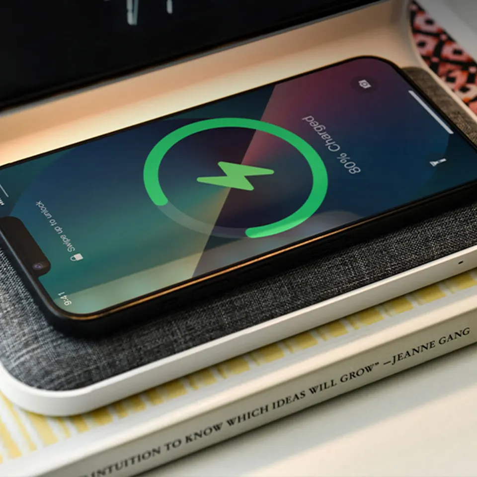 3 In 1 Bedside Lamp with Wireless Charger and Clock