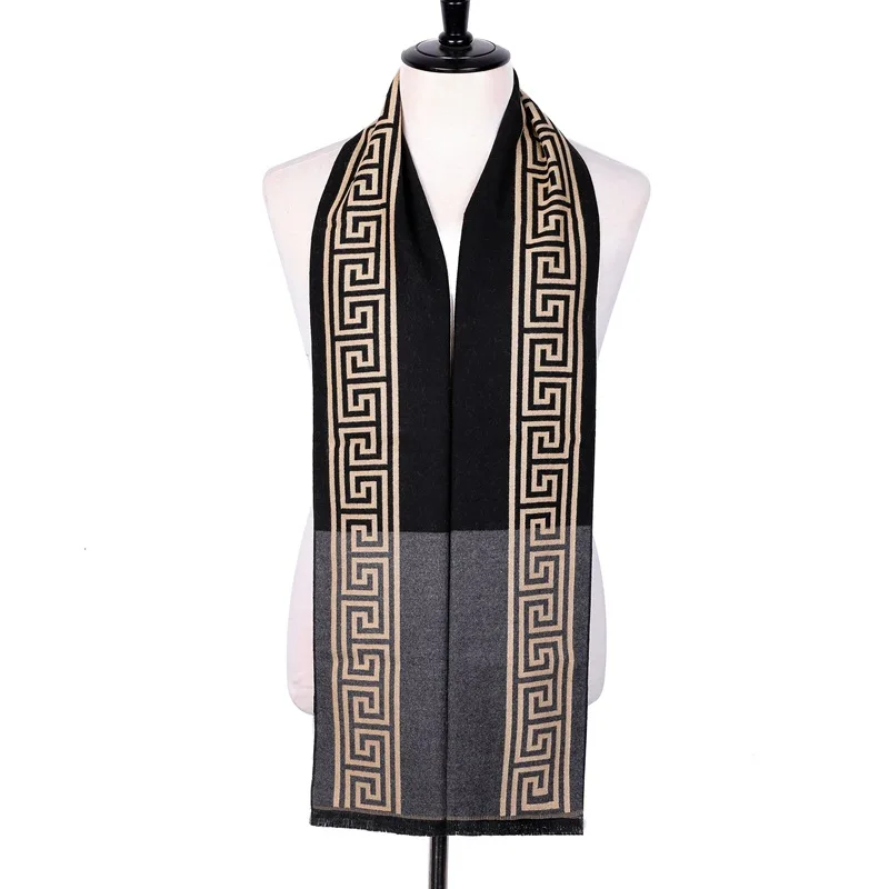 Cashmere Scarf Classic Brand Scarf Men Cashmere Winter Warm Scarves Vintage Shawl Long Wrap Luxury Designer Scarf for Male Gifts