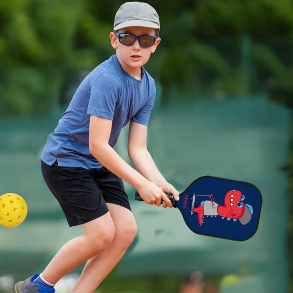Kids Pickleball Paddle Cartoon Print Lightweight Glass Fiber Children Pickleball Racket Accessories Tennis Racket