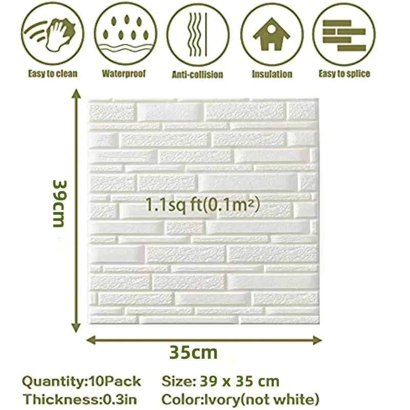 20x7.5cm 3D Wall Panels Peel and Stick Wallpaper Sticker Self-Adhesive Waterproof Foam Interior Wall Decor Bathroom Home