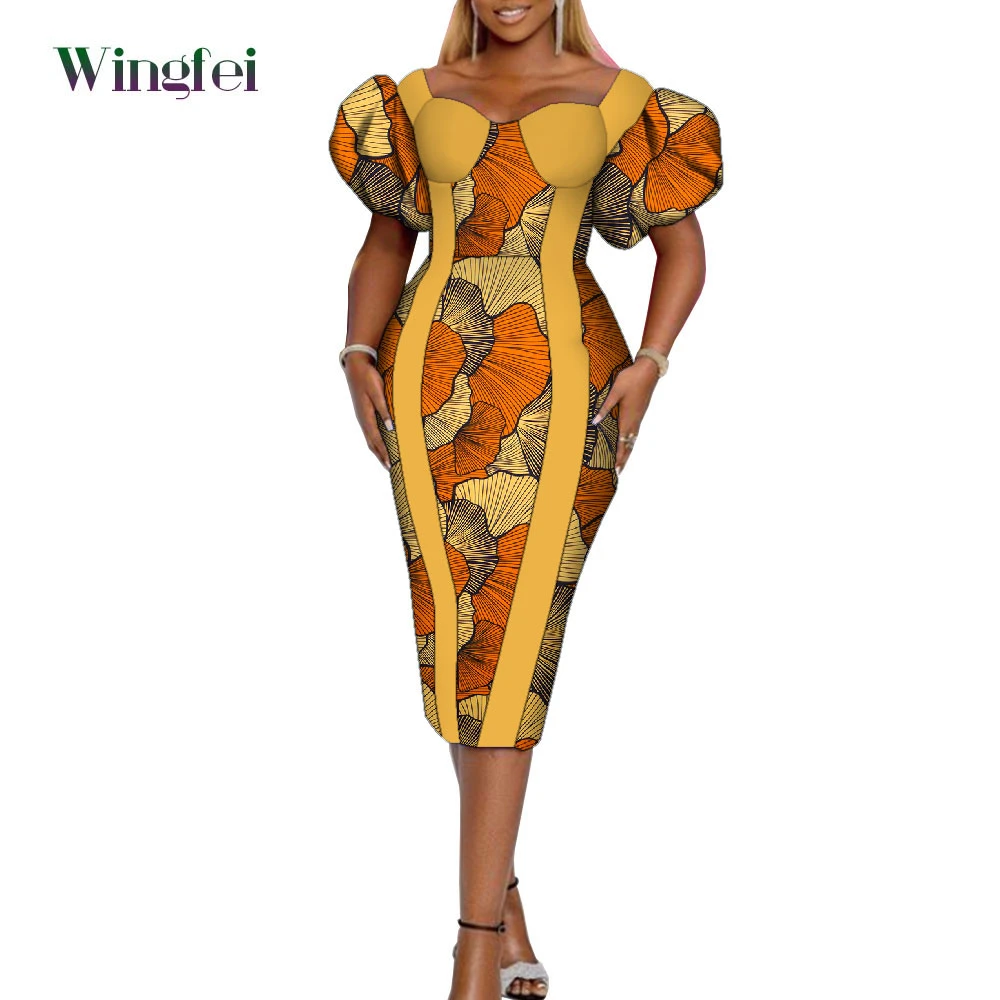African Boubou Ankara Print Patchwork African Dresses For Women Puff