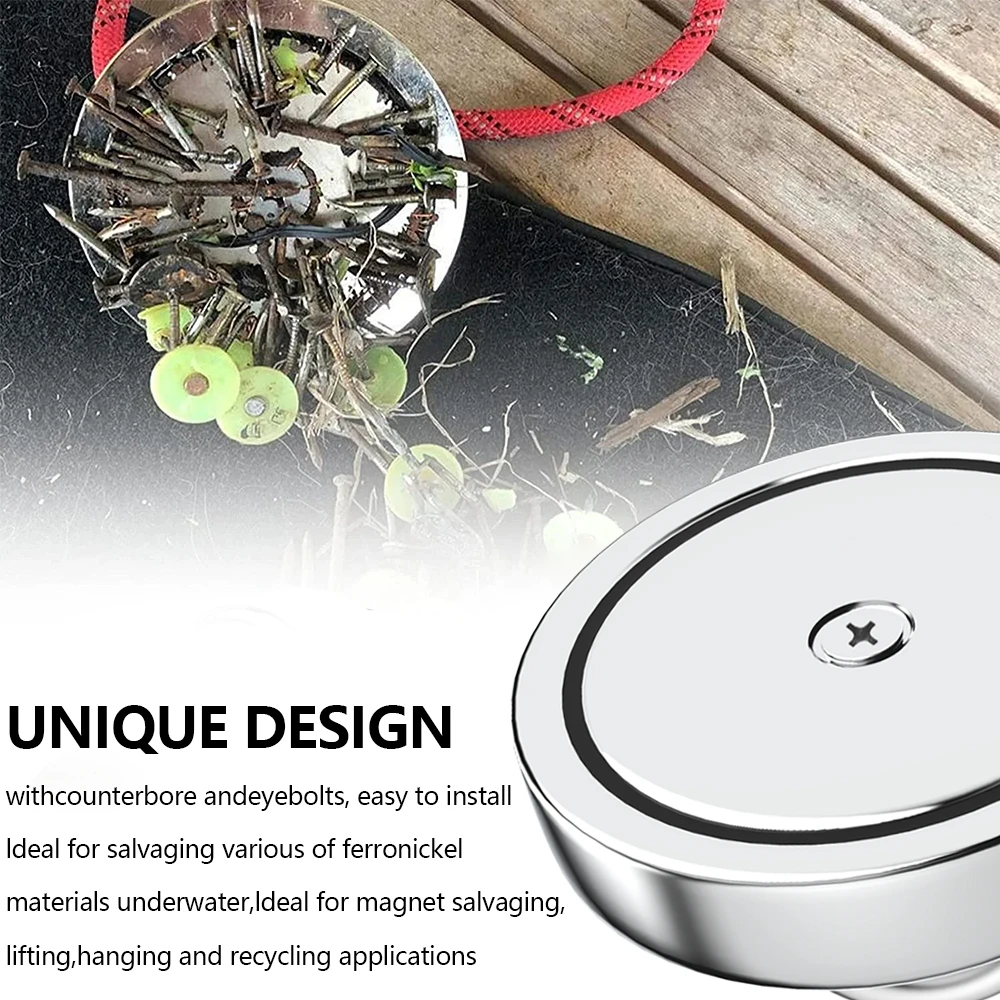 N52 네오디뮴 자석 초강력 낚시 자석 카운터 싱크 구멍이있는 헤비 듀티 희토류 자석 아이 볼트인양 자석
