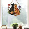 Stained Glass Window Hanging Decor Stained Glass Cat Window Hanging Cat Suncatcher For Hanging Small Christmas Trees Decorations 3