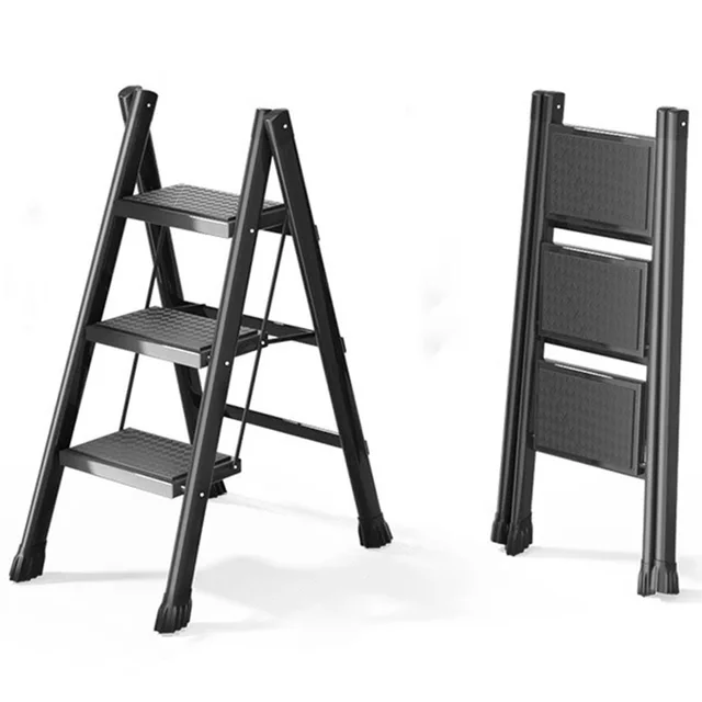 2/3/4 Step Foldable Anti-Slip Step Stool with Wide Pedal Lightweight Step Stool Sturdy Steel Ladder for Household Garage Storage