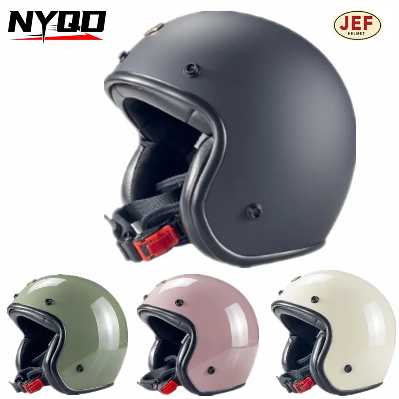 

Taiwan JEF Retro Helmet Small Helmet Body Motorcycle Cruise Half Helmet Men and Women 3C Scooter Three-quarter HelmetS