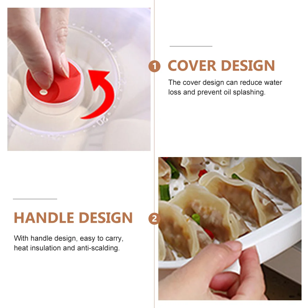 Microwave Steamer Single Layer Square High Temp Food Steamer Heat Insulation Ventilation Holes Cover Design Steamed